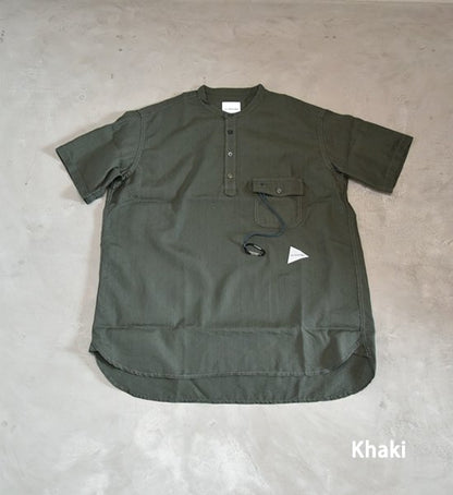 【and wander】アンドワンダー men's dry linen short sleeve shirt "2Color"