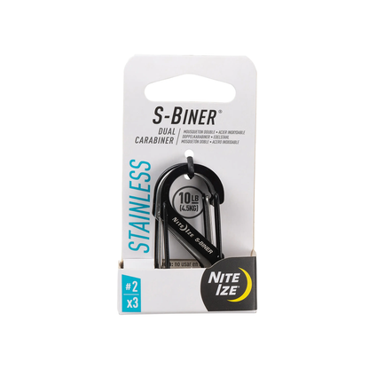 【NITE IZE】ナイトアイズ S-Biner #2 Stainless 3個入り "Black/Stainless" ※ネコポス可