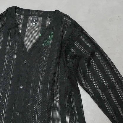 【South2 West8】サウスツーウエストエイト men's V-Neck Cardigan - Poly Lace Jq. "Black"