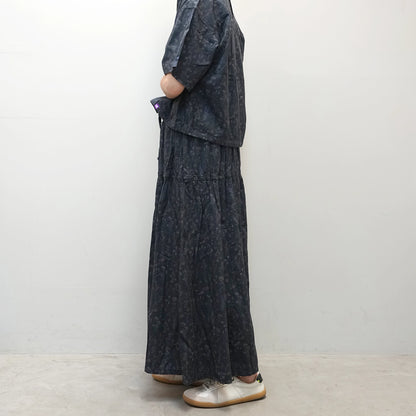 【THE NORTH FACE Purple Label】ノースフェイスパープルレーベル women's Flower Printed Field Tiered Skirt "Dark Navy"