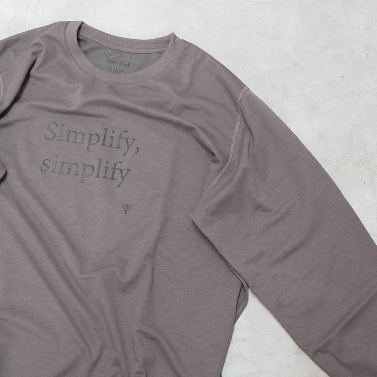 【South2 West8】サウスツーウエストエイト men's L/S Tee - Simplify,simplify "Gray"