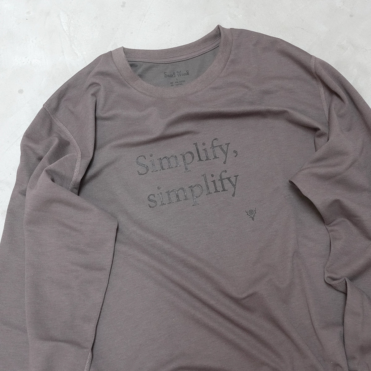 【South2 West8】サウスツーウエストエイト men's L/S Tee - Simplify,simplify "Gray"