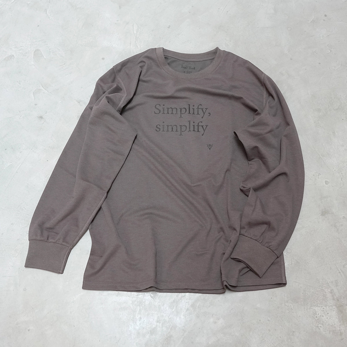 【South2 West8】サウスツーウエストエイト men's L/S Tee - Simplify,simplify "Gray"