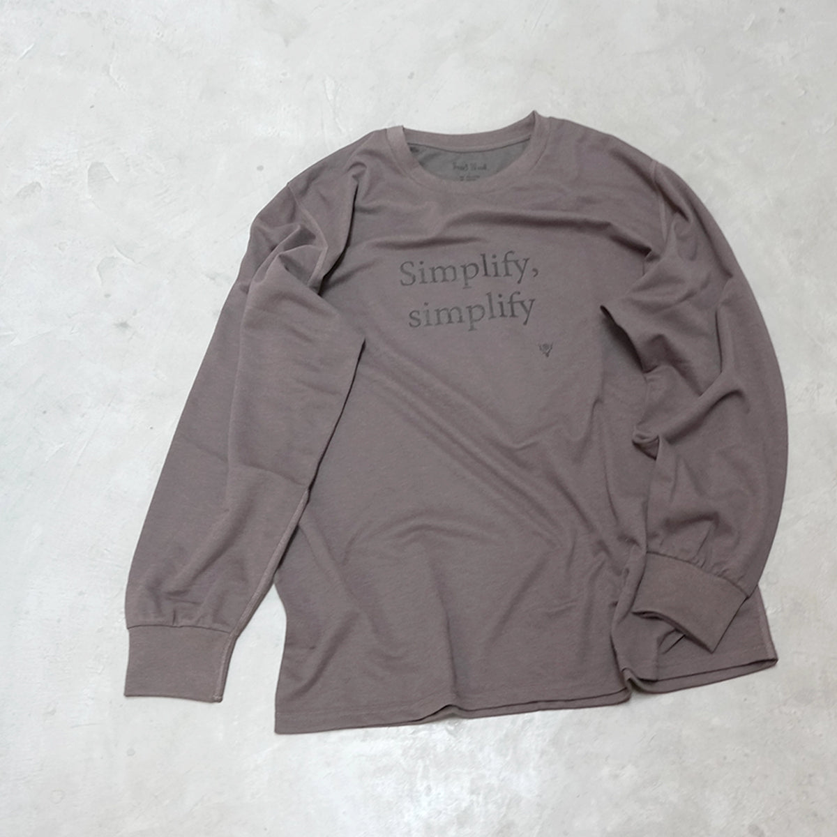 【South2 West8】サウスツーウエストエイト men's L/S Tee - Simplify,simplify "Gray"