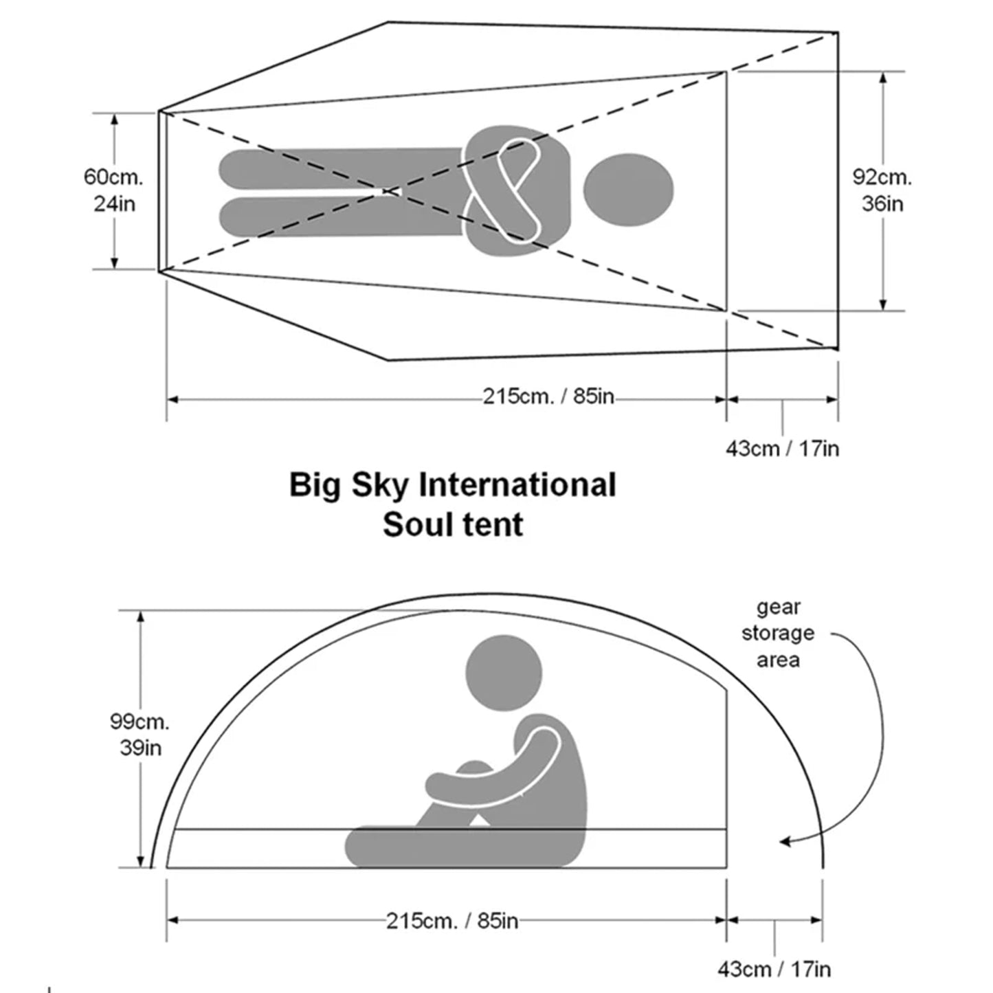 【BIG SKY】ビッグスカイ Soul 1P tent 30cm shorter Poles Bikepacking Version "Granite Gray"
